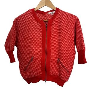 CAbi Coral Textured Zip-Up Knit Jacket | Dolman Sleeve | XS